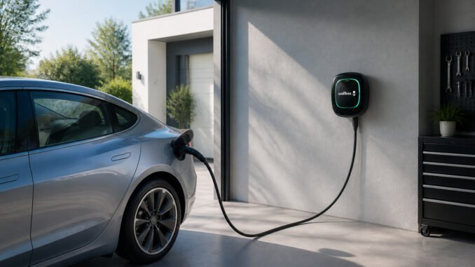 Borne de recharge ev et voiture moderne