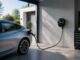 Borne de recharge ev et voiture moderne