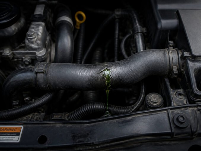 Durite de refroidissement fissuree avec fuite de liquide