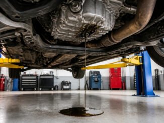 Fuite dhuile de transmission sous une voiture