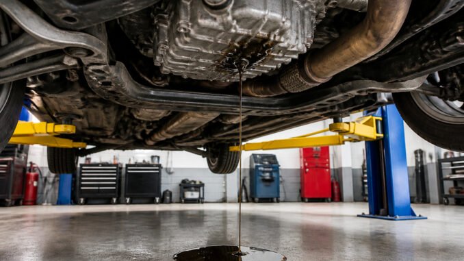 Fuite dhuile de transmission sous une voiture