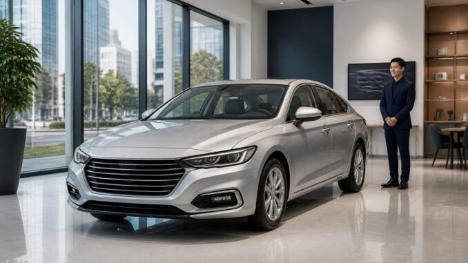 honda-venissieux-achat-et-entretien-automobile Berline argentee dans une concession moderne