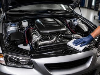 Nettoyage meticuleux dun moteur de voiture